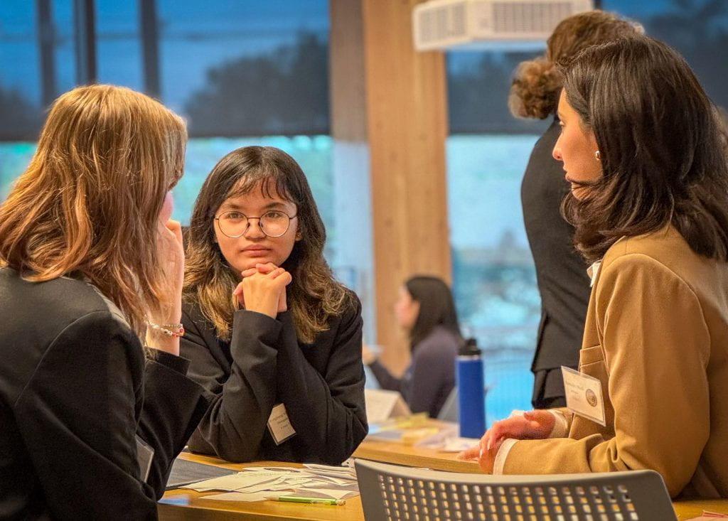 Senior Aliyah Sophia Agnes listens to fellow UN Model colleagues while attending conference at Trinity  University. The Churchill team won awards in the competition in January.  